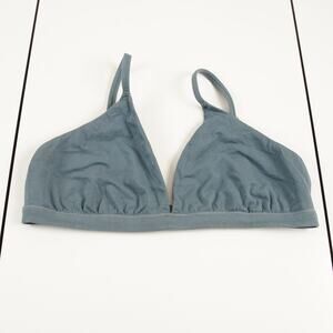 Skims Soft Cotton Jersey Blue Triangle Bralette Womens Sz L